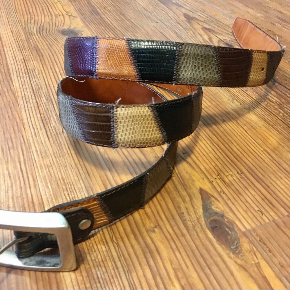Snake skin and leather belt made in Italy 50 inch